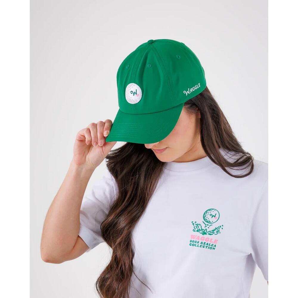 Waggle New Golf Ace Flight Kelly Green Unstructured Adjustable Golf Hat Cap
